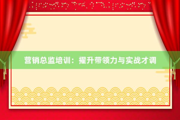 营销总监培训：擢升带领力与实战才调